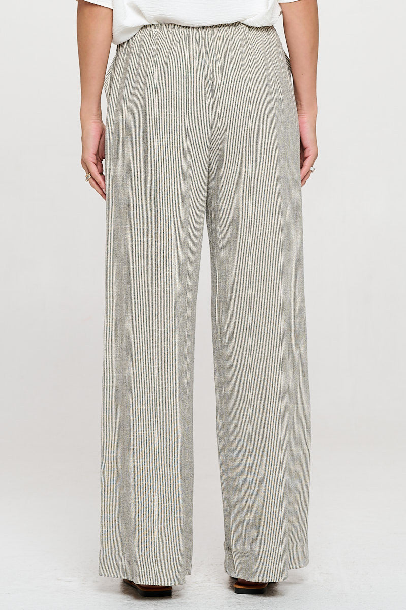 Linen Adjustable Straight Leg Pants with Pockets