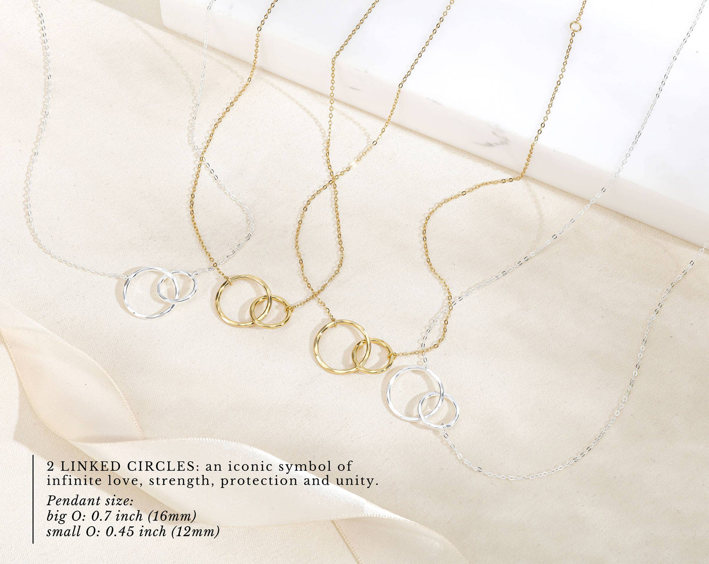 Breast Cancer Survivor Hope Love Shine Necklace Gift - 2 Rings Gold Silver