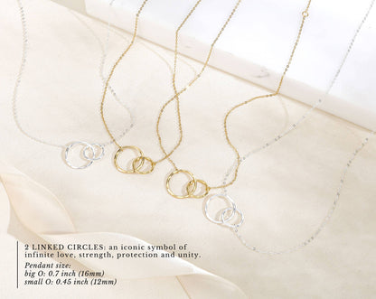 Breast Cancer Survivor Hope Love Shine Necklace Gift - 2 Rings Gold Silver