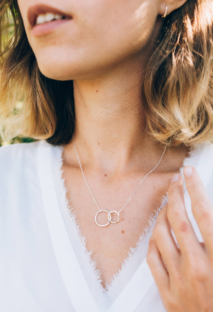 Breast Cancer Survivor Hope Love Shine Necklace Gift - 2 Rings Gold Silver