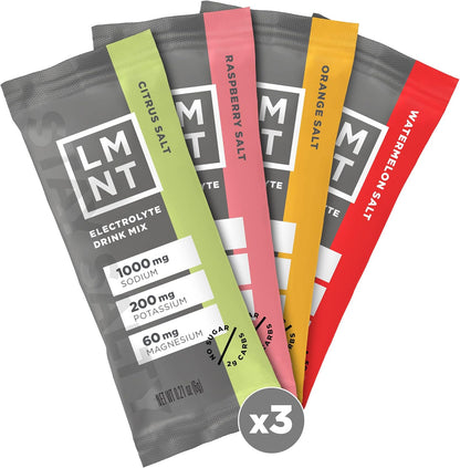 The Recovery Hydration Pack: LMNT Electrolyte Variety Pack (12-Sticks)