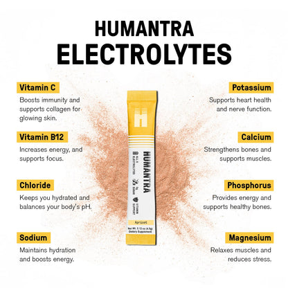 Humantra Hydration Packets | Zero Sugar Electrolyte Hydration Multiplier w/Essential Minerals, Boost Immune & Metabolic Functions | Electrolytes Powder (20 Count, Apricot)