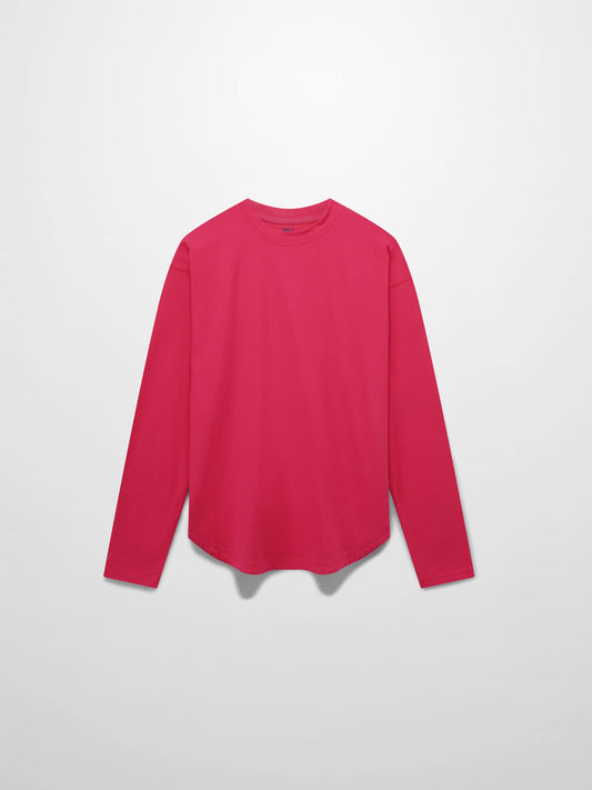 Oversized Rounded Hem T-Shirt-Hot Pink