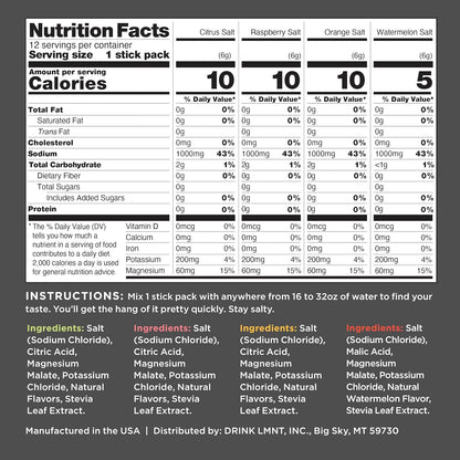 The Recovery Hydration Pack: LMNT Electrolyte Variety Pack (12-Sticks)