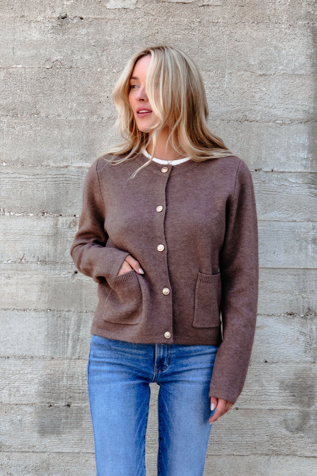 Autumn Button Front Sweater Cardigan - Brown - FINAL SALE