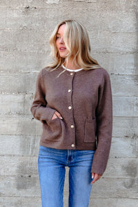 Autumn Button Front Sweater Cardigan - Brown - FINAL SALE