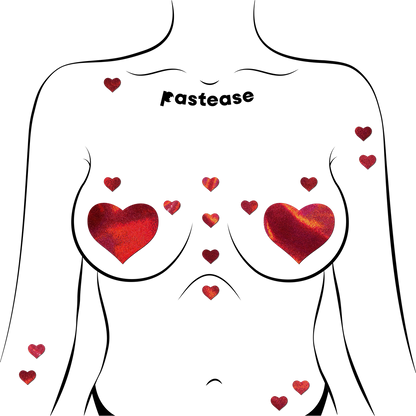 Pastease Confetti: Liquid Red Baby Heart Body Pasties by Pastease®