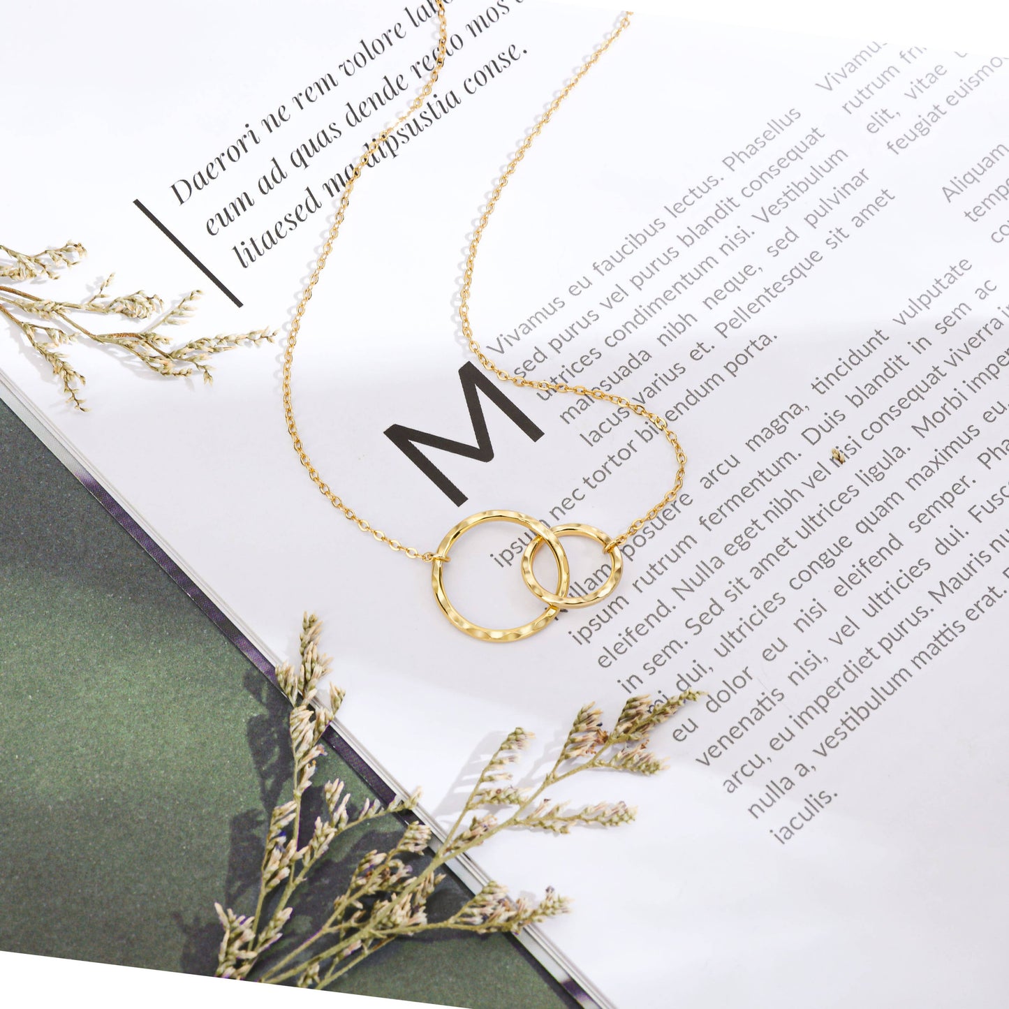 Breast Cancer Survivor Hope Love Shine Necklace Gift - 2 Rings Gold Silver