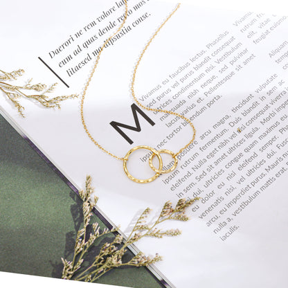 Breast Cancer Survivor Hope Love Shine Necklace Gift - 2 Rings Gold Silver