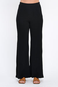 Textured Wide Leg Pants with Elastic Waistband