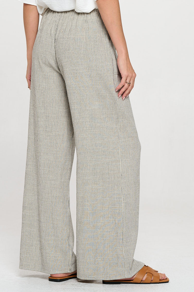 Linen Adjustable Straight Leg Pants with Pockets