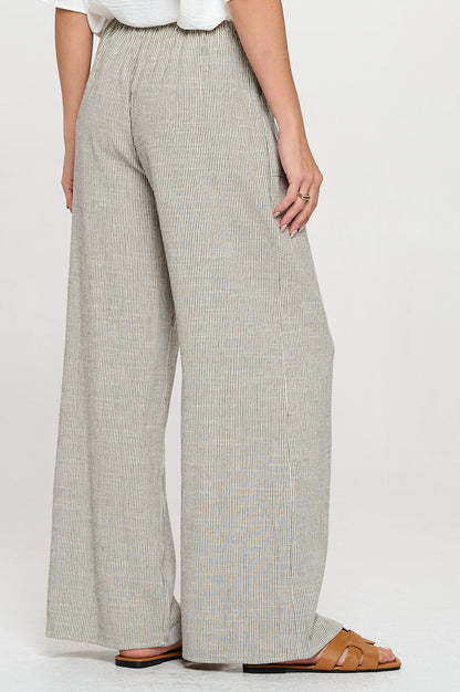 Linen Adjustable Straight Leg Pants with Pockets