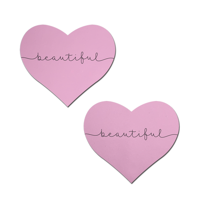 Love: 'Beautiful' Pink Heart Pasties Affirmations by Pastease®