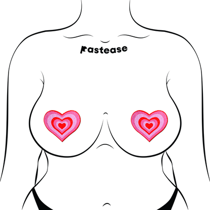 Love: Red & Pink Glitter Velvet Pumping Heart Nipple Pasties by Pastease®