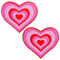 Love: Red & Pink Glitter Velvet Pumping Heart Nipple Pasties by Pastease®
