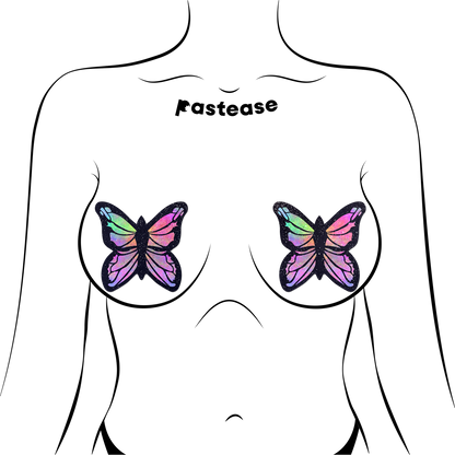 Monarch: Glitter Pastel Rainbow Butterfly Nipple Pasties by Pastease®