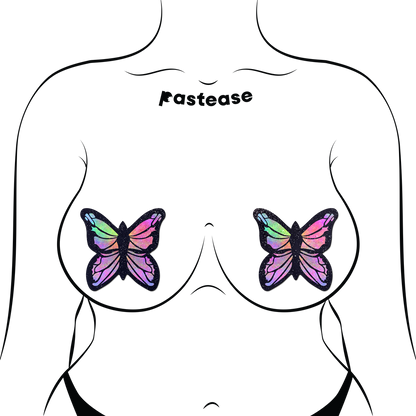 Monarch: Glitter Pastel Rainbow Butterfly Nipple Pasties by Pastease®