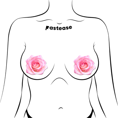 Rose: Glitter Velvet Blooming Rose Flower Nipple Pasties by Pastease®